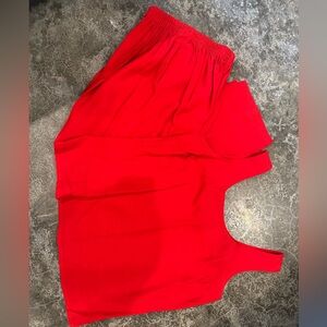 Red Sleeveless Top and Shorts Set